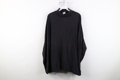 Vintage 90s Streetwear Mens XL Distressed Blank Turtleneck T-Shirt Black Cotton