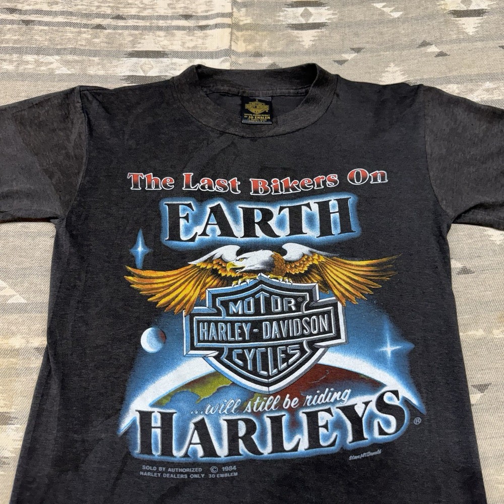 Vintage 80s Harley Davidson Shirt 3d Emblem Columbus Ga Small