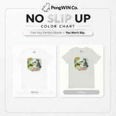 Cat Slip Happens Funny T-Shirt Front Only Random Meme White Silver Unisex