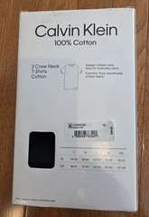 Calvin Klein 3 Pack Crew Neck T Shirts Black XL Classic Fit 100% Cotton NIB