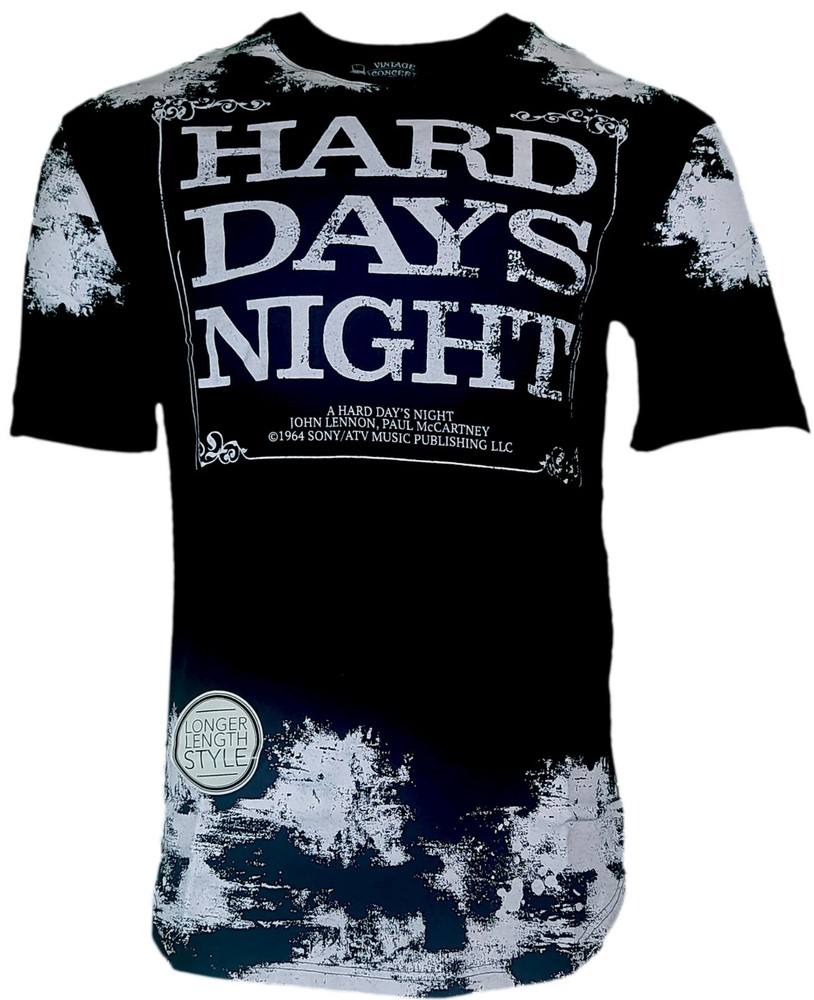 men’s T shirt Hard Day’s Night- Music tees “THE BEATLES” Longer Length-NEW