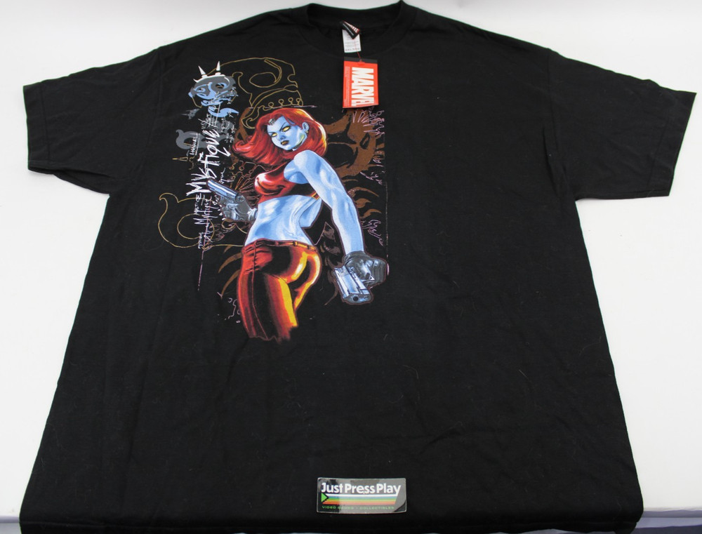 Vintage Y2K Mad Engine Marvel X-Men Mystique Black T-Shirt 2XL XXL NWT