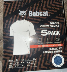 Bobcat ~ Mens 5-Pack T-Shirts Crew Neck Cotton Blend Cat Logo ~ XL (44-46)