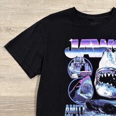 Jaws Shirt Amity Island Shark Movie Tee Men’s Black Short Sleeve Large