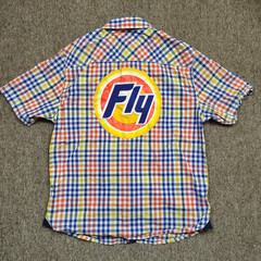 BORN FLY Shirt Men XL Plaid Short Sleeve Button Up Tide Detergent Parody Y2K