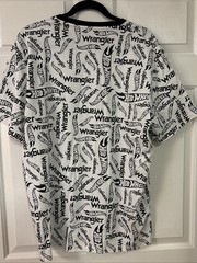 Wrangler x Hot Wheels Tee Men XL Black White All Over Print Logo Cotton