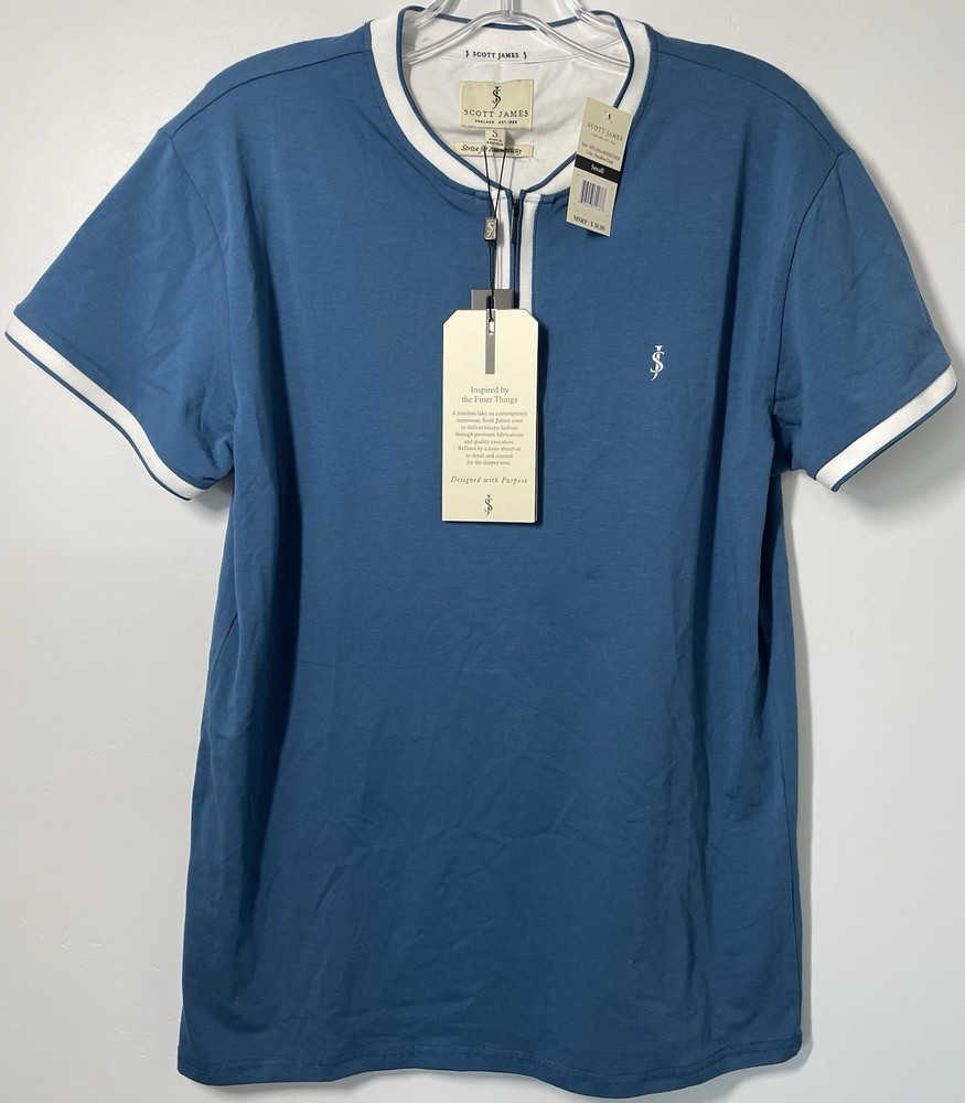 Scott James 1/4 Zip Henley SS T-Shirt Men’s S BossBlue/Chalk SJTS-21014