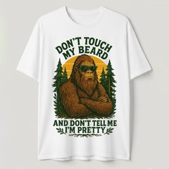 Sasquatch Beard T-Shirt Funny Retro Bigfoot Don’t Touch My Beard Humorous Tee