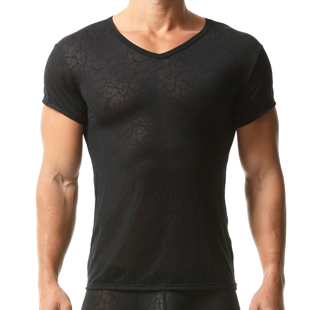 Sexy Ultra-thin Men’s Undershirts Casual Short Sleeve Basic Daily T-shirts Tops