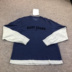 Aeropostale Shirt Mens Medium Blue East Coast 2 In 1 Long Sleeve Tee Tagless