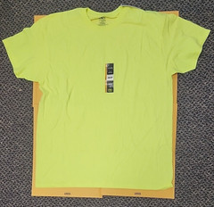 Athletic Works Men’s Acid Yellow Color Cotton Tee Extra Large size, pack of 2