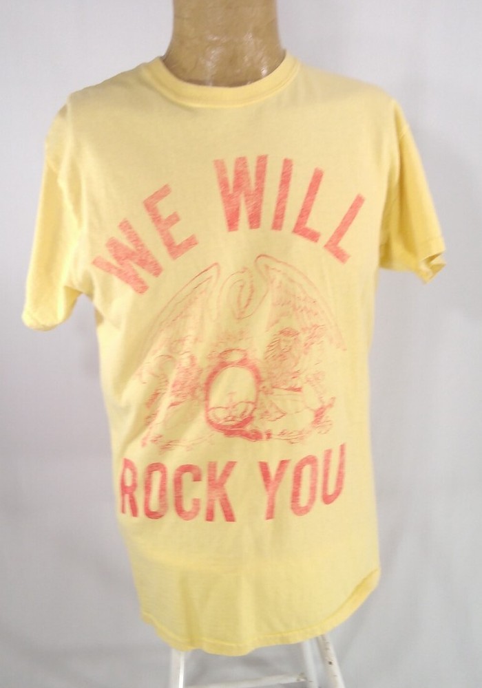 Queen Official Merchandise We Will Rock You Yellow T-Shirt Mens Small Bravado