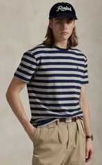 NEW! Polo Ralph Lauren Striped Custom Slim Fit Tee Shirt Navy Gray SZ M