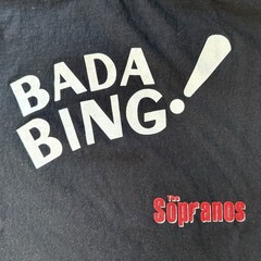Vintage 90s Y2K The Sopranos Bada Bing! HBO TV Promo Shirt Black Size XL Flaw