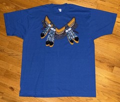 Vintage Bloopers Native American Beaded Feather Necklace T Shirt Sz. XL