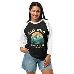 Stay Wild Adventure Club Raglan Shirt Hiking Camping Nature Baseball Tee S-2XL