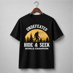 Bigfoot Hide And Seek World Champion T Shirt Funny Sasquatch Vintage Tee