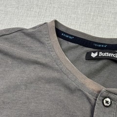 Buttercloth T-Shirt Mens M Gray Henley Short Sleeve Jersey Cotton Stretch Pocket