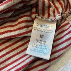 Five Four Mens Round Neck Short Sleeve T Shirt Gray and Red Striped Size Medium