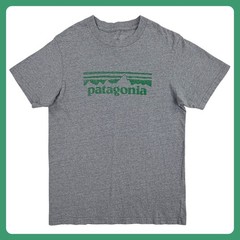 Patagonia Logo Graphic T Shirt Men Small Slim Fit Gray 100% Organic Cotton USA