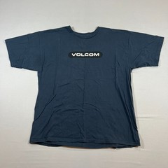 Volcom T Shirt Men XL Navy Cotton Logo Print Straight Hem Crew Neck Short Sleeve