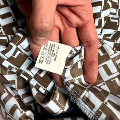 S.Oliver Geometric Pattern Print Blue Brown Long Sleeve Button Up Shirt Size M