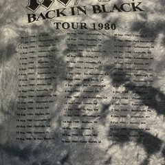 AC/DC Back In Black Tour 1980 Tie Dye Band T-Shirt Mens Rock Graphic Tee Size L