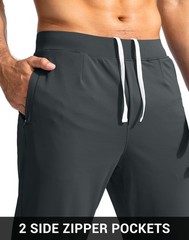Mens Golf Joggers Pants Zipper Pockets Stretch Sweatpants Slim Fit Track