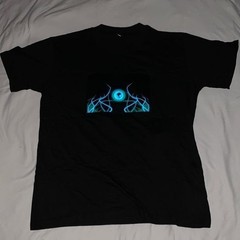 El Flashing Sound Activated LED T-Shirt Skull Black Short Sleeve Size Large