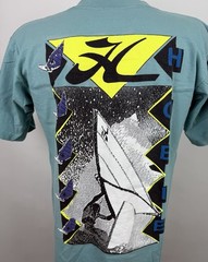 Vintage Hobie Shirt Mens Large Tight Fit 90s Surf T-shirt Windsurfing Vaporwave
