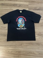 A Bathing Ape Baby Milo San Francisco Black Graphic Logo Crew Neck Tee XL