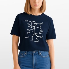 Funny Stick Figure ‘Ow’ T-Shirt Sarcastic Pain Humor Graphic T Shirt Unisex Tee