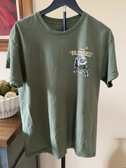 Popular Poison T Shirt Mens Large Green Blessed Cherub Angel Back Graphic Y2K