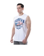 Way To Celebrate Men’s White American Custom Pickup Graphic Muscle Tank Top