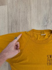 vintage 70s Champion Physical Education Tee M USA Single Stitch SWTSU Texas Uni