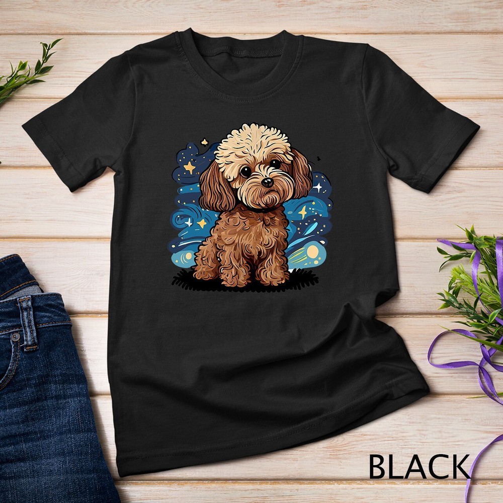 Brown Maltipoo Starry Night Van Gogh Maltipoo Mom Dad Owner Unisex T-shirt