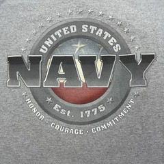 Bayside American TShirt Unisex US Navy Sz XL Gray Short Sleeve Honor Courage EUC