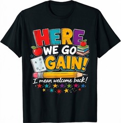 Here We Go Again I Mean Welcome Back To School Funny Teacher T-Shirt