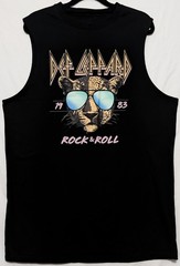 Def Leppard 1983 Sleeveless Small Black Muscle Band Tee Tank Top 21.5″ W X 31″ L
