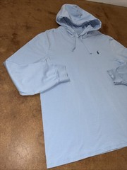 Polo Ralph Lauren Men’s Long Sleeve Hooded T-Shirt Baby Blue XL Drawstring Logo