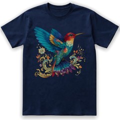 Colorful Hummingbird Nature Art T-Shirt Vintage Retro Gift Men Women Tee