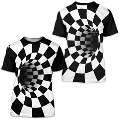 Optical Illusion Black and White Asymmetrical 3D T Shirt HS1013