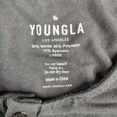YoungLA Mens Large Dark Gray Modal Polyester Spandex Oversized Henley T-Shirt