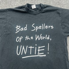 90s Vintage Bad Spellers of the World Untie Shirt Tee M USA Single Stitch Faded