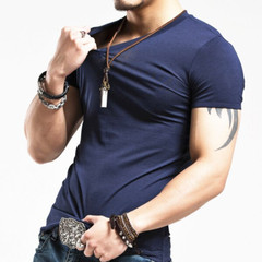 La Camisa De Manga Camiseta Corta De Algodón Para Hombres Verano Casual Cuello V
