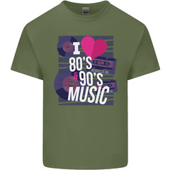 I Love 80s 90s Music Pop Rock Acid House Mens Cotton T-Shirt Tee Top