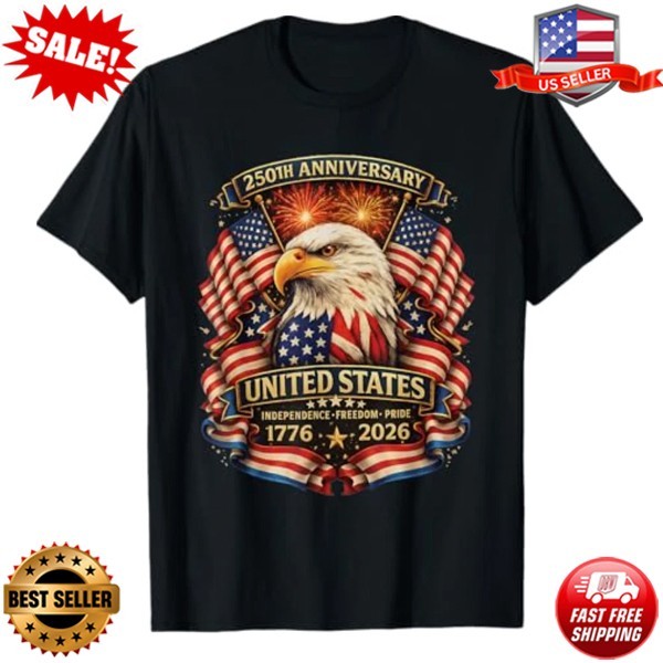 USA Independence 250th Anniversary 1776 2026 Patriotic T-Shirt S-5XL FREESHIP