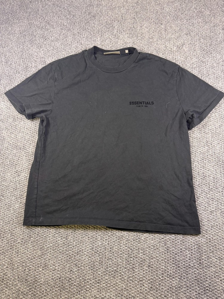 Fear Of God Essentials Shirt Mens Large Black Logo Graphic Front Back Tee
