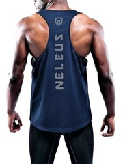 NELEUS ‘Dry Fit Logo Muscle’ Mesh Tank Top Men’s S Gym Workout Exercise Navy NWT