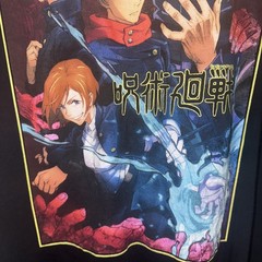 Jujutsu Kaisen Black Anime T-Shirt Size 2XL Short Sleeve Graphic Manga Tee Men’s